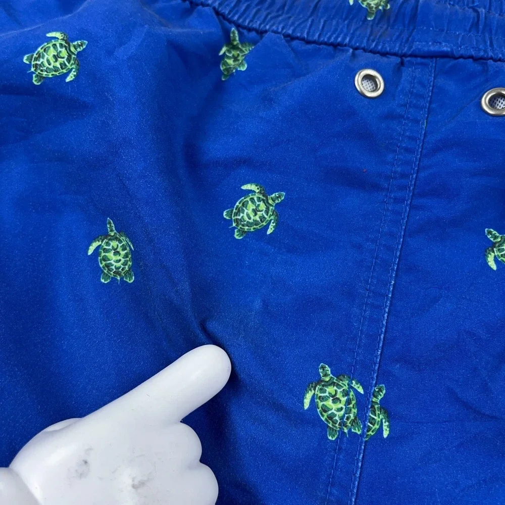 Polo Ralph Lauren Swim Trunks Men Medium Blue Turtle Print Board Shorts‎ 33